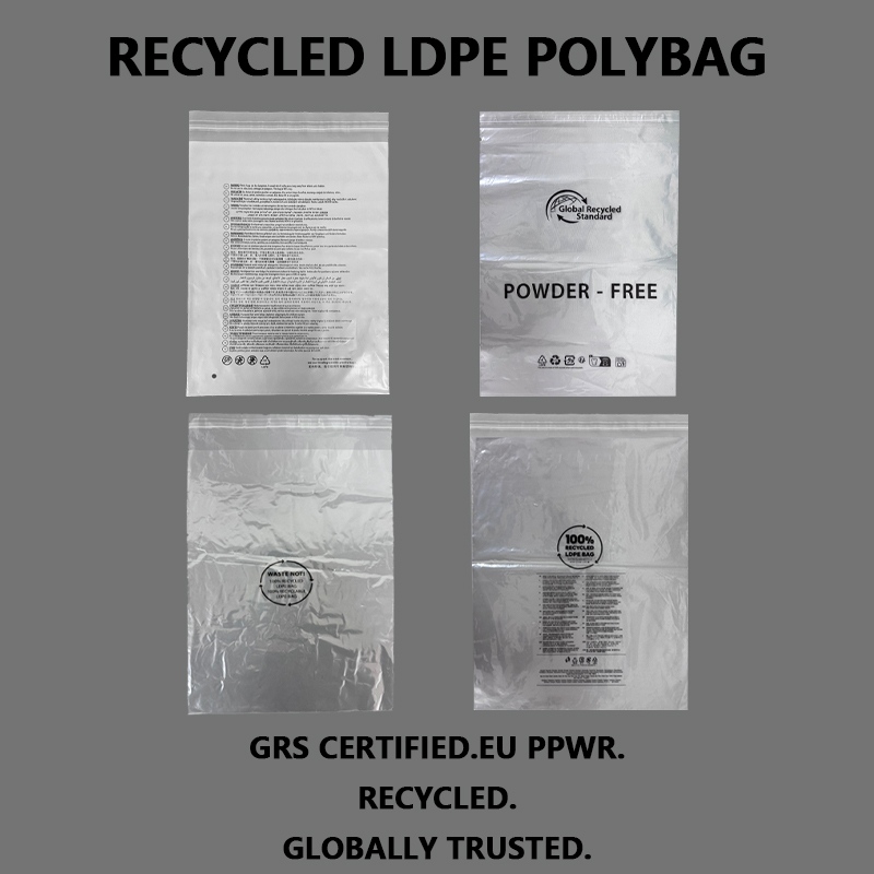 Tilpasset resirkulert LDPE Polybag GRS-sertifisert emballasjepose